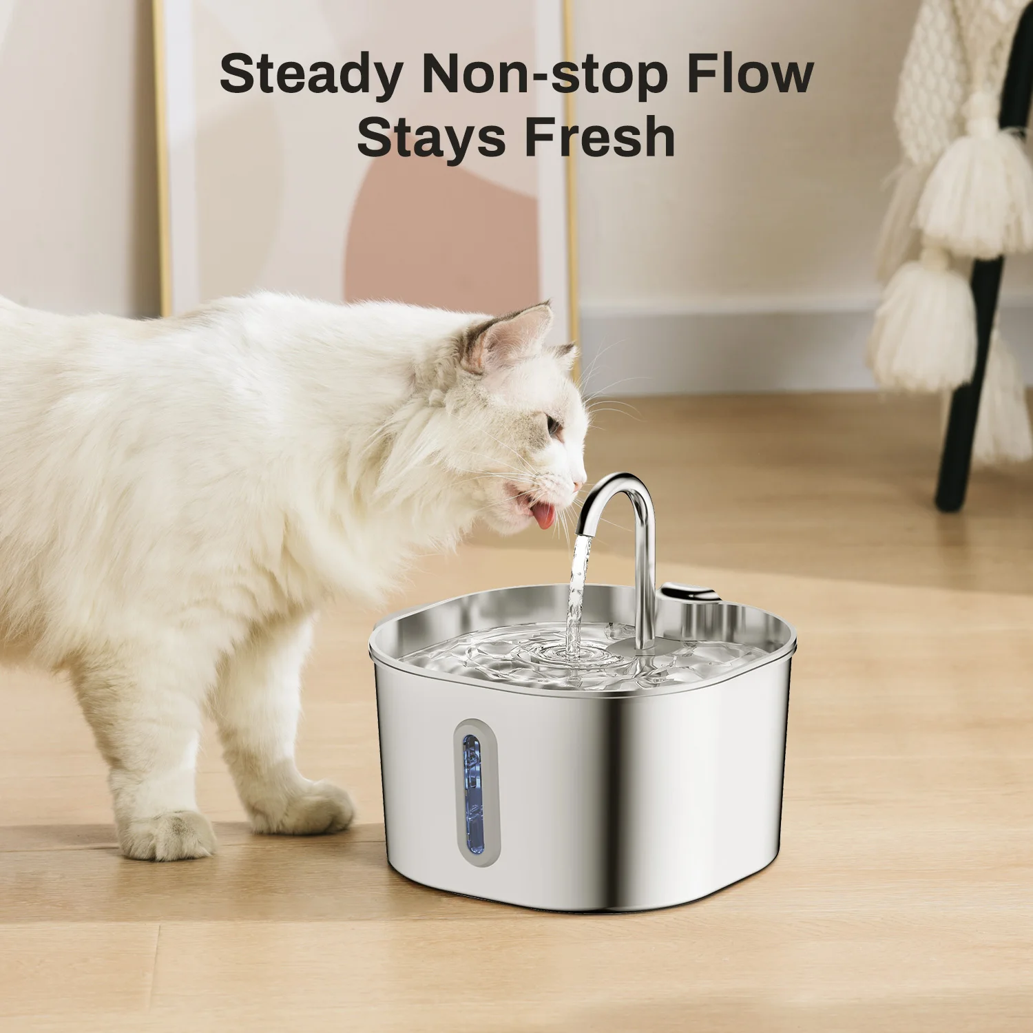 PurrFlow 2.2L Motion-Activated Stainless Steel Cat Water Fountain - Image 17