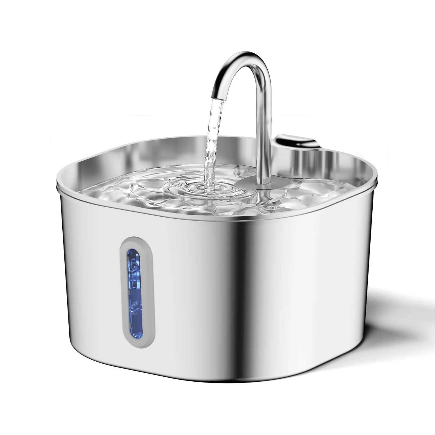 PurrFlow stainless steel cat water fountain with flowing water